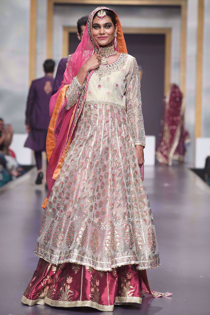 Pakistani White Embroidered Maysuri Anarkali Lehenga (3-Piece) - Image 1