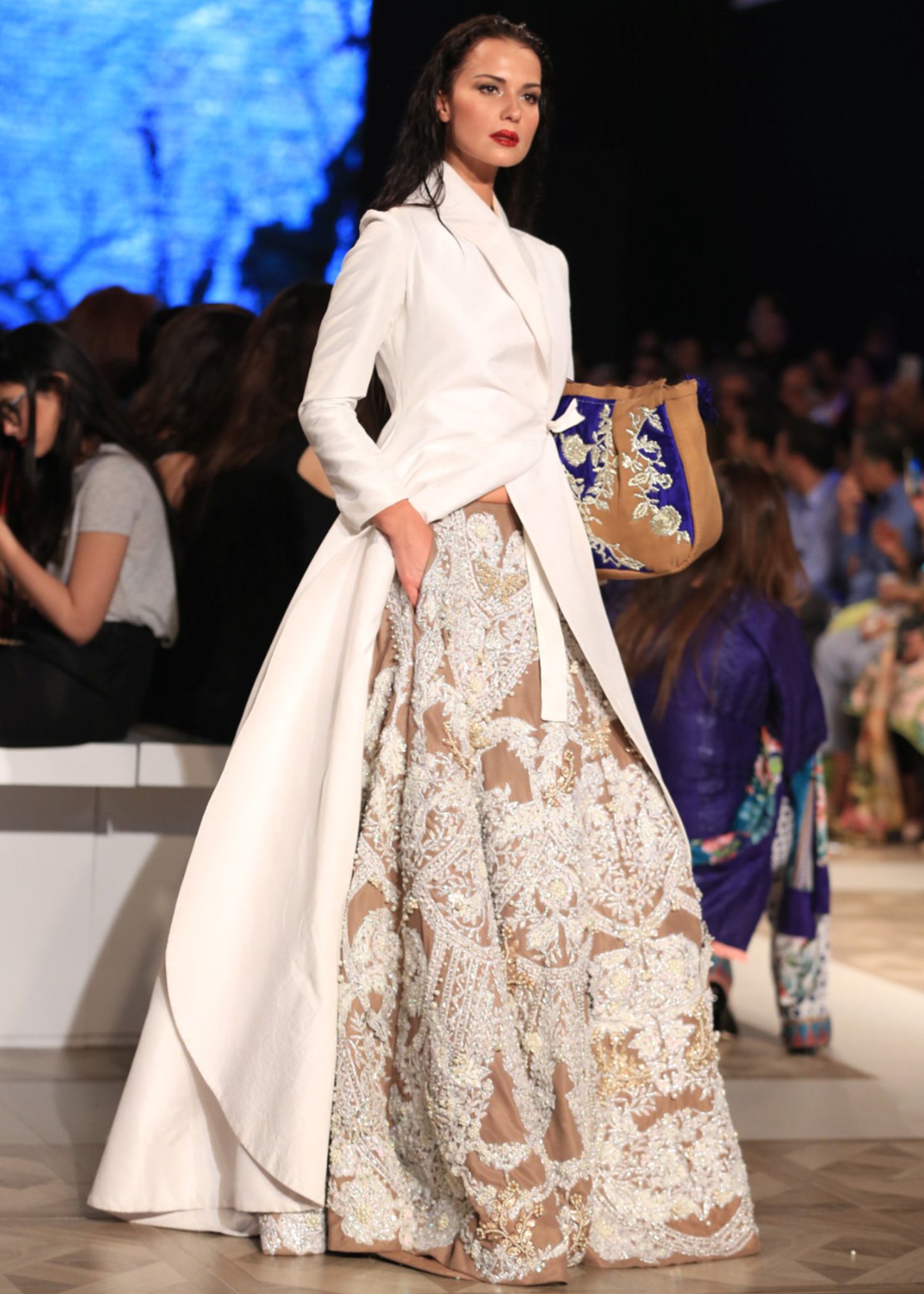 White Embroidered Jacket Lehenga Set (2-Piece) - Image 2