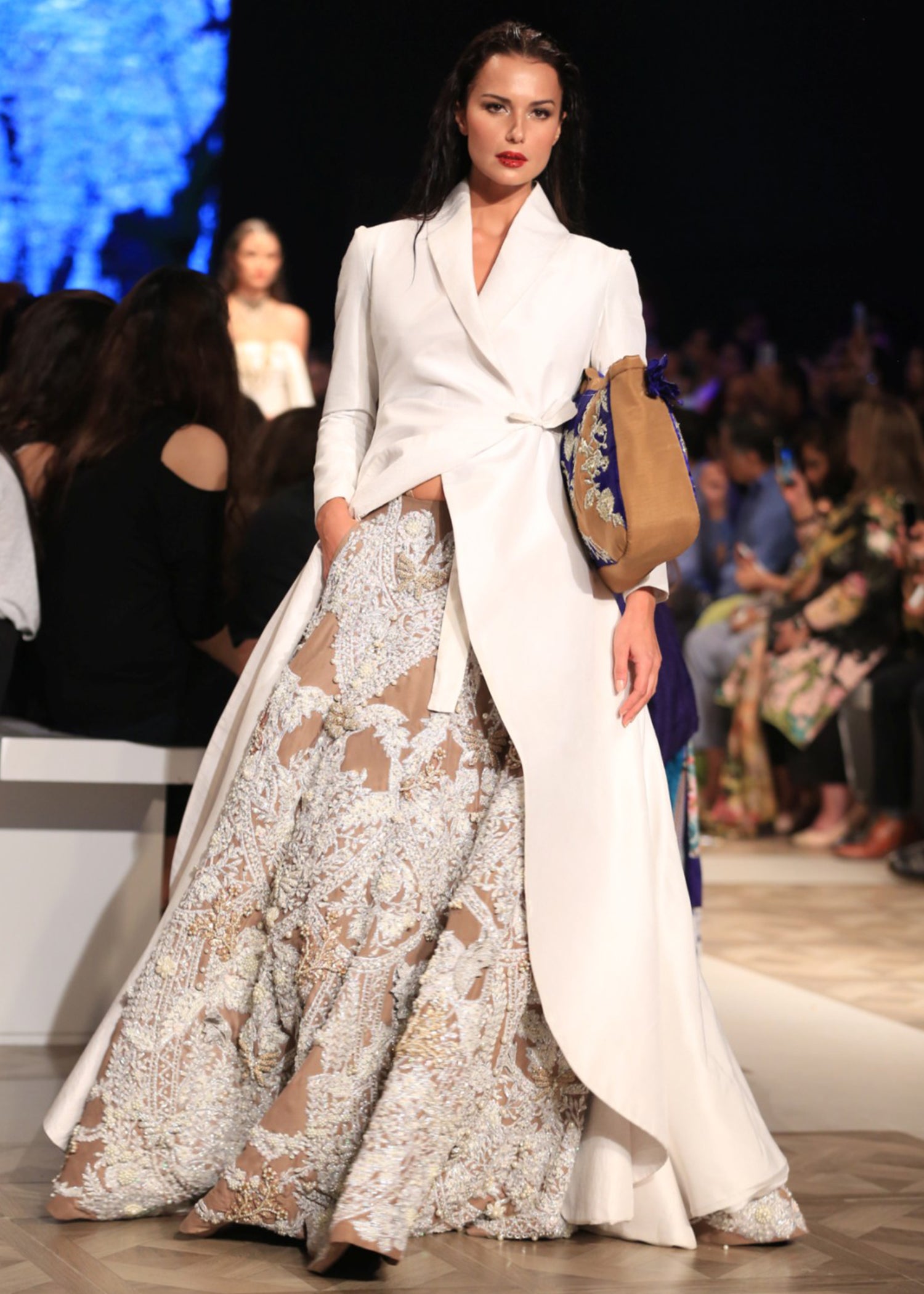 White Embroidered Jacket Lehenga Set (2-Piece) - Image 3