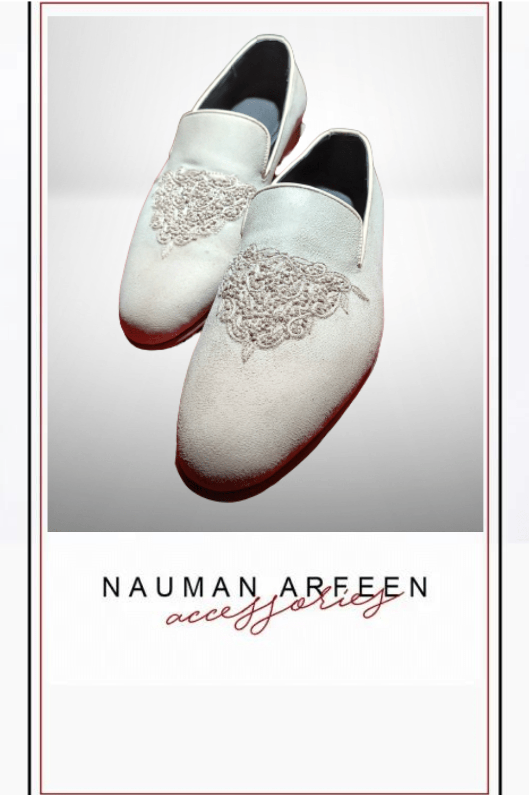 White Hand-Embroidered Velvet Loafers (Pair) - Image 1