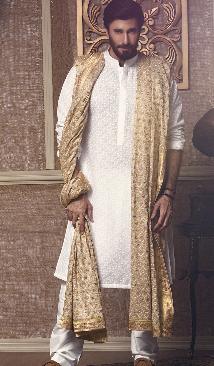 Coconut White Chikankari Cotton Kurta (3-Piece) - Image 1