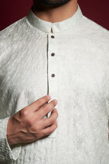 Apple White Chikankari Soft Cotton Kurta Pant Set (2-Piece) - Image 5