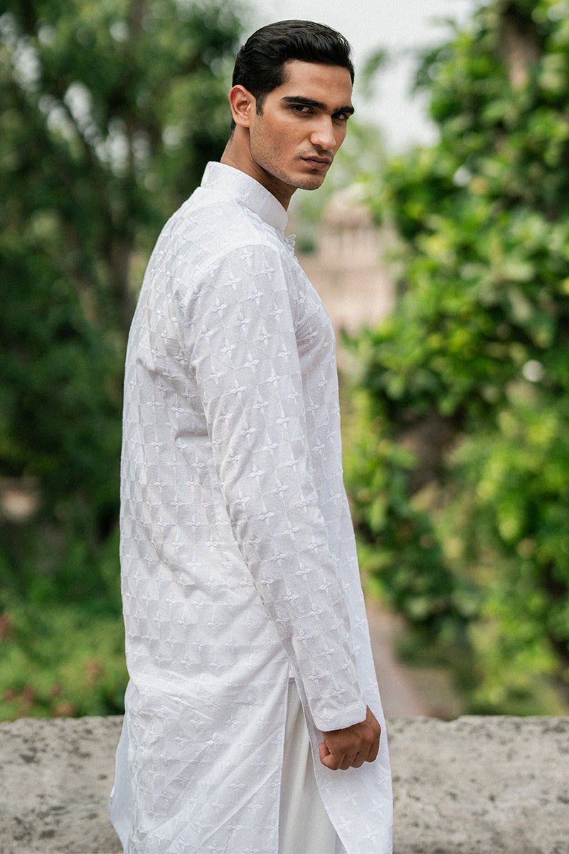White Chikankari Cotton Kurta (2-Piece) - Image 4