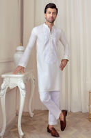 White Embroidered Pure Cotton Kurta (2-Piece) - Image 2