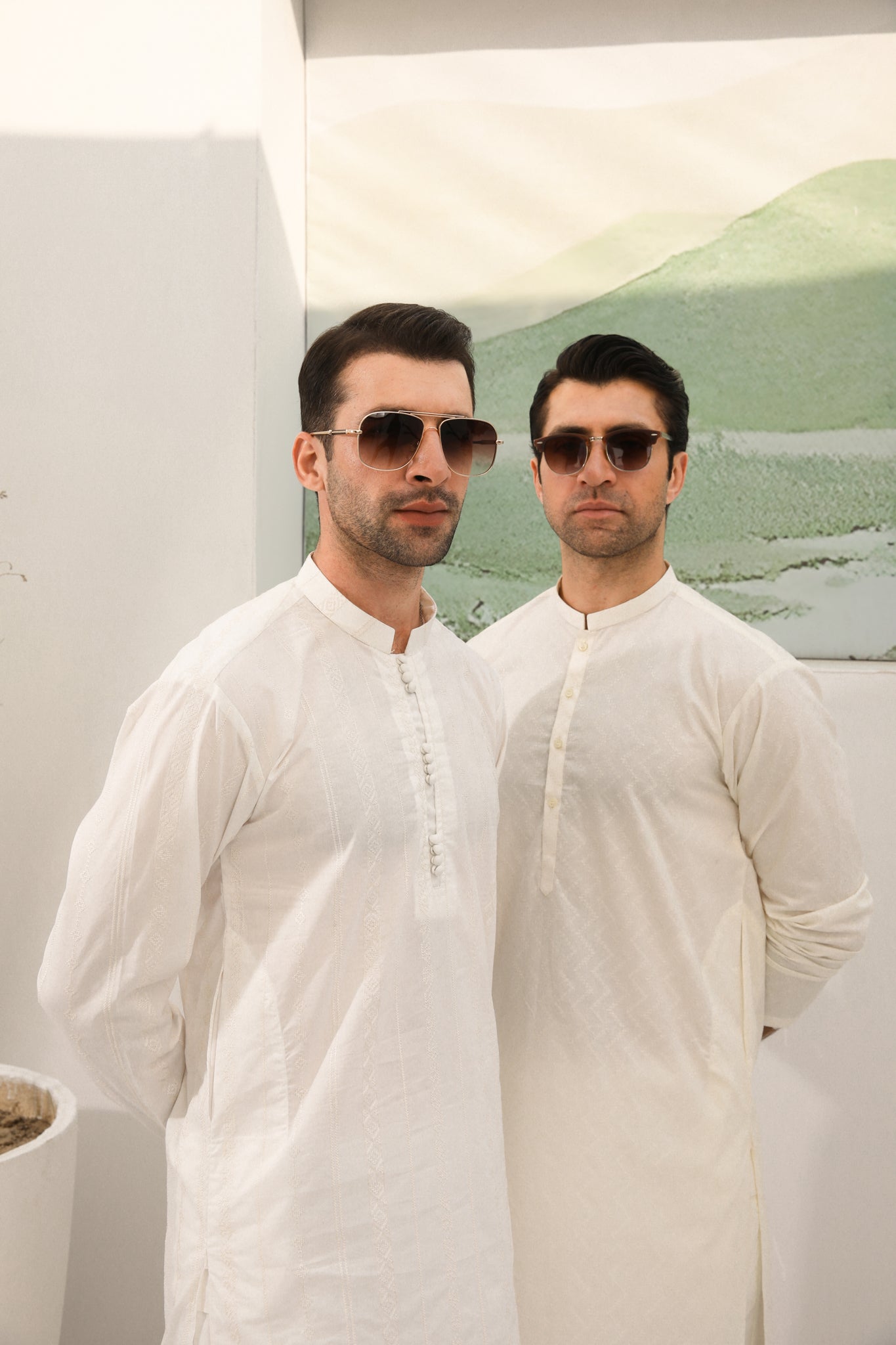 White Schiffli Embroidered Cotton Kurta Trouser (2-Piece) - Image 7