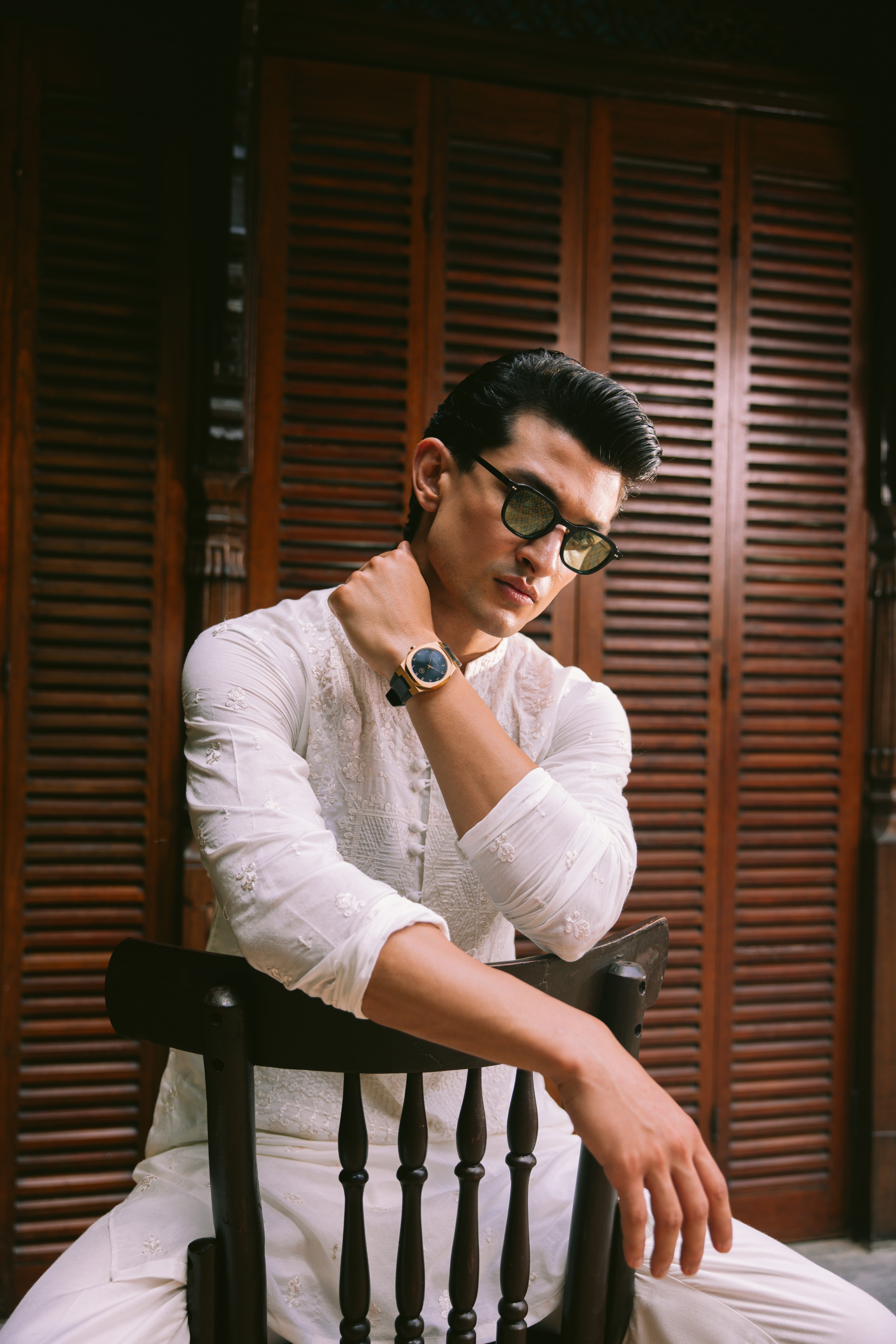 White Embroidered Cotton-Silk Kurta Set (2-Piece) - Image 5