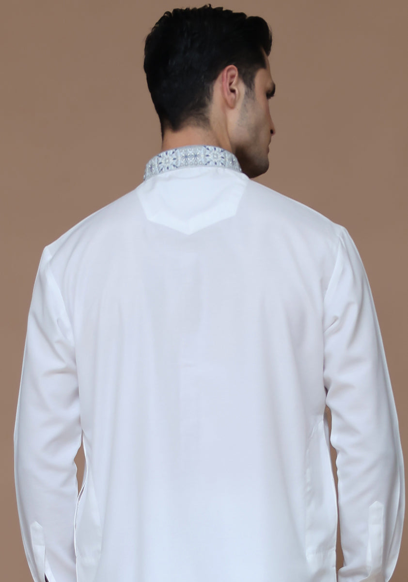 Cloud Dancer Embroidered Cotton Silk Kurta (2-Piece) - Image 5