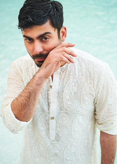 White Embroidered Lawn Kurta (2-Piece) - Image 1