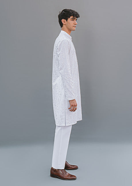 White Embroidered Lawn Kurta (2-Piece) - Image 6