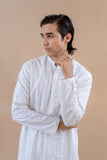 White Embroidered Wash & Wear Kurta Set (2-Piece) - Image 2
