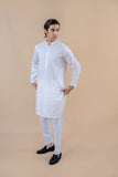 White Embroidered Wash & Wear Kurta Set (2-Piece) - Image 3