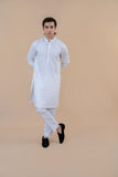 White Embroidered Wash & Wear Kurta Set (2-Piece) - Image 8