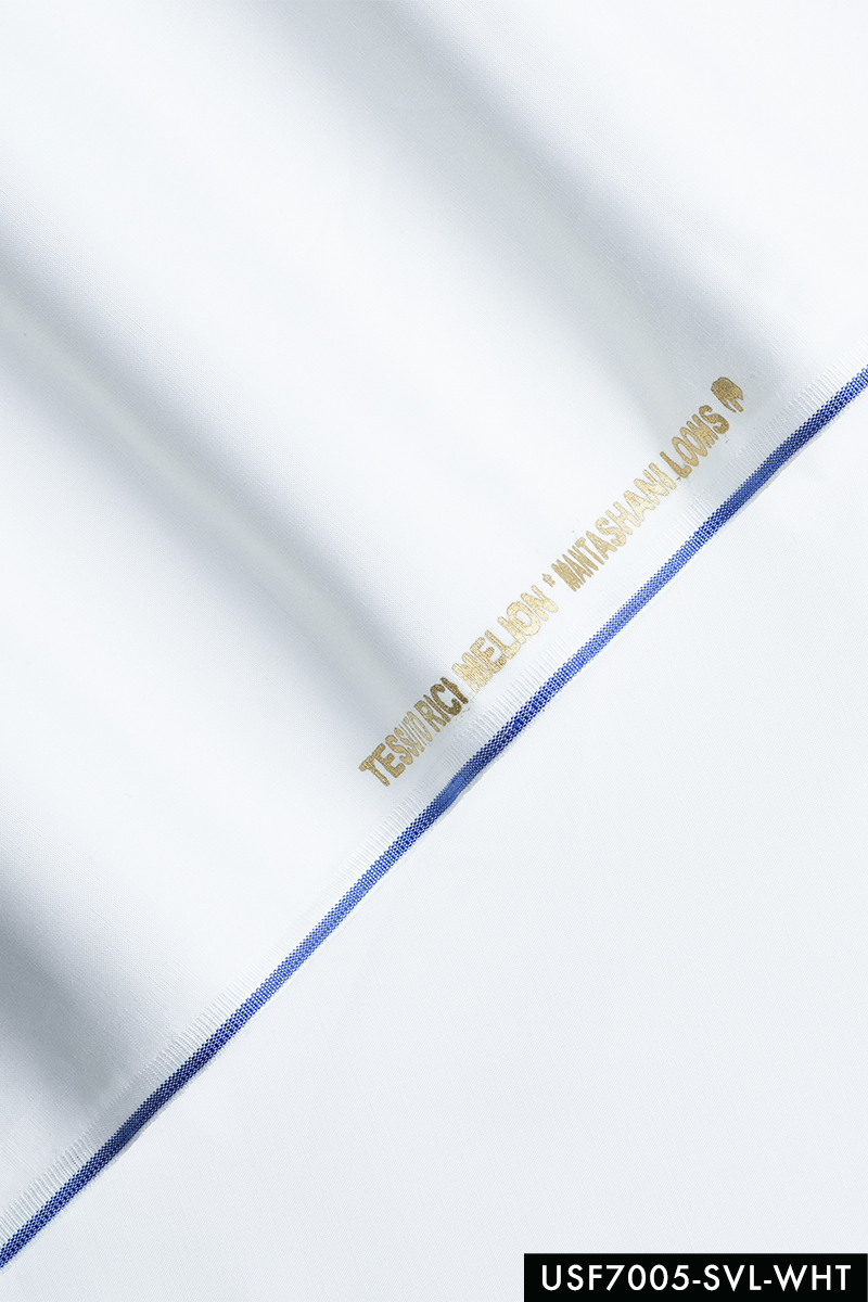 White Blended Unstitched Kameez Shalwar Fabric (2-Piece) - Image 1