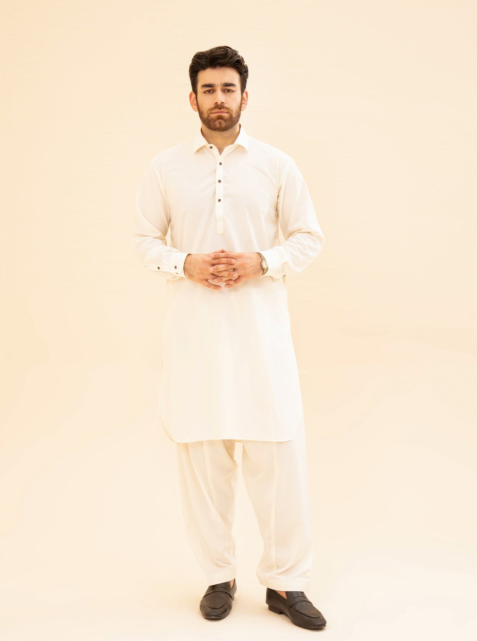 Bosky White Blended Fabric Kameez Shalwar (2-Piece) - Image 3