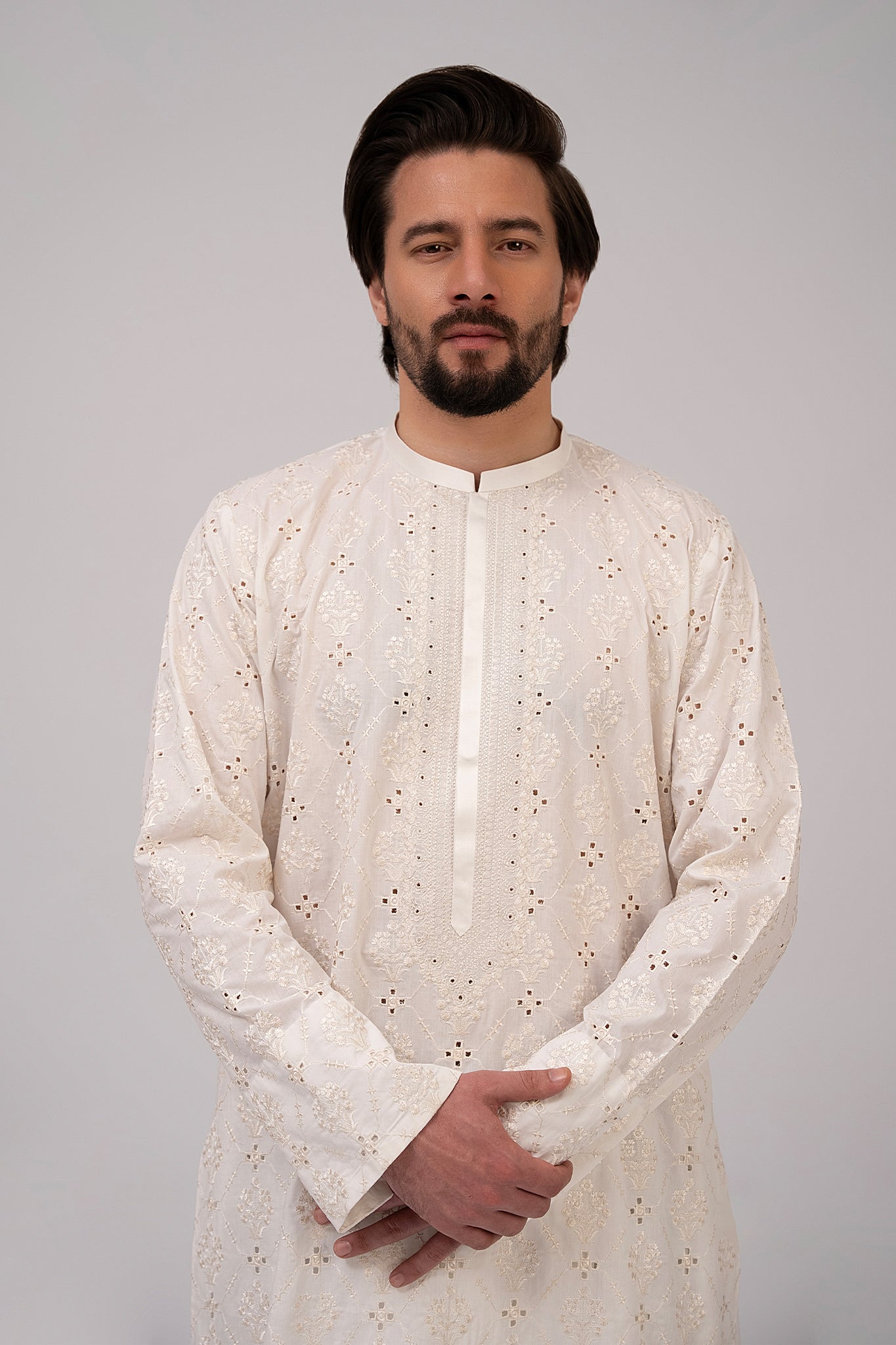White Chikankari Cotton Shalwar Kameez (2-Piece) - Image 5