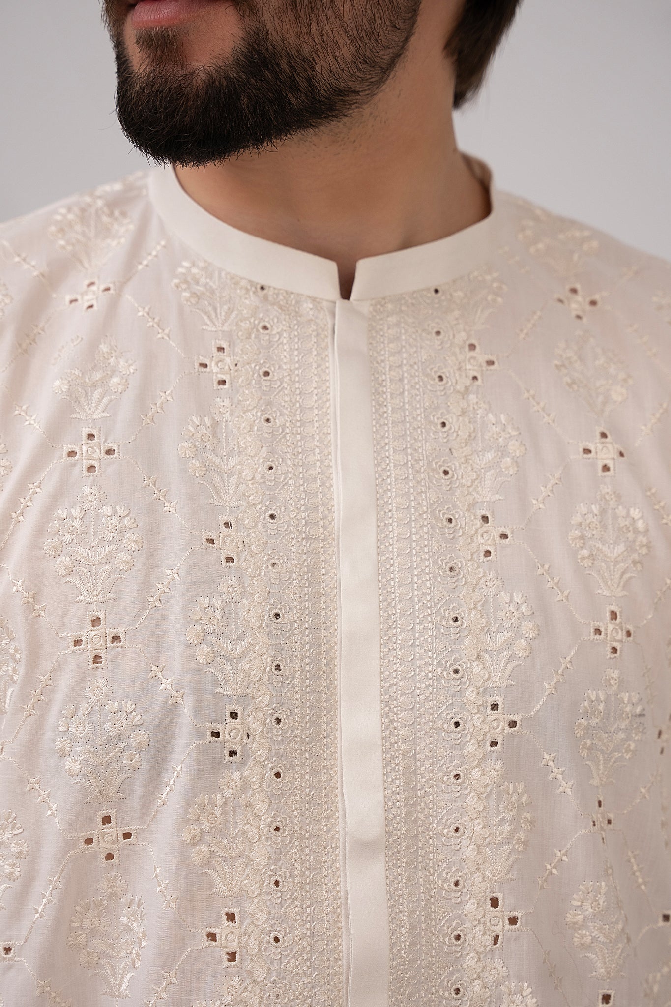 White Chikankari Cotton Shalwar Kameez (2-Piece) - Image 6