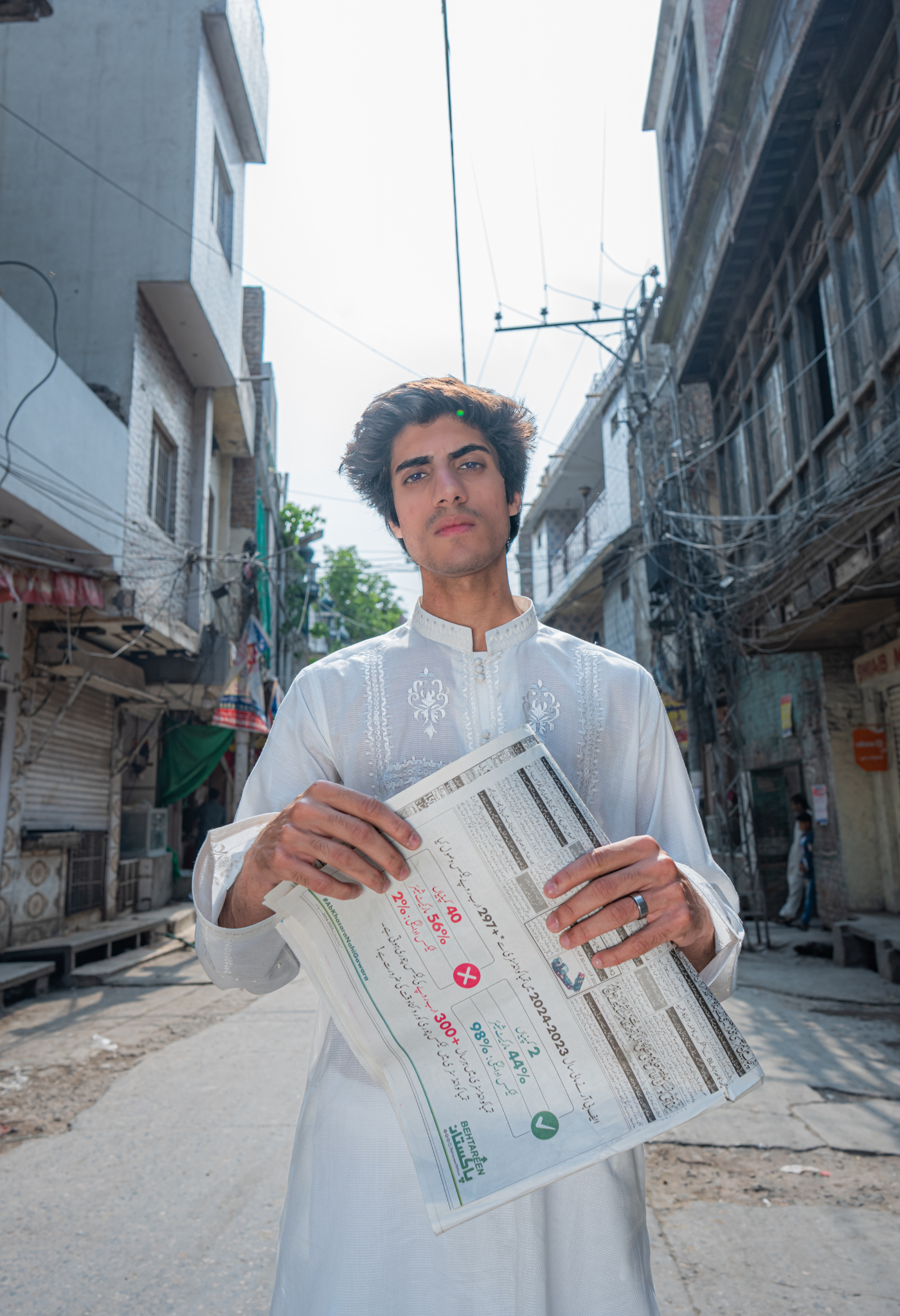 White Chikankari Cotton Kurta with Farshi Shalwar (2-Piece) - Image 7