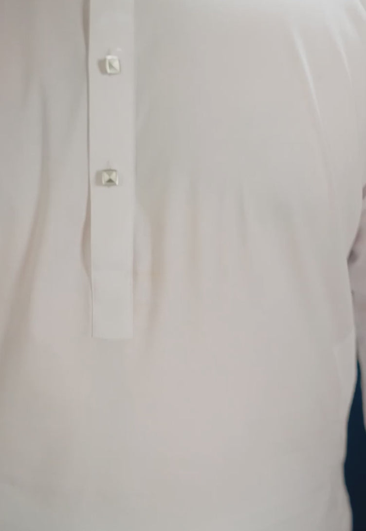 White Cotton Shalwar Kameez Set (2-Piece) - Image 2