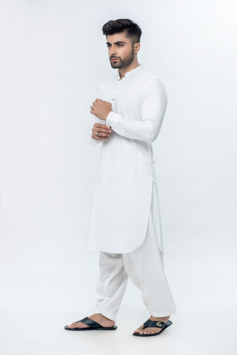 White Cotton Shalwar Kameez (2-Piece) - Image 1