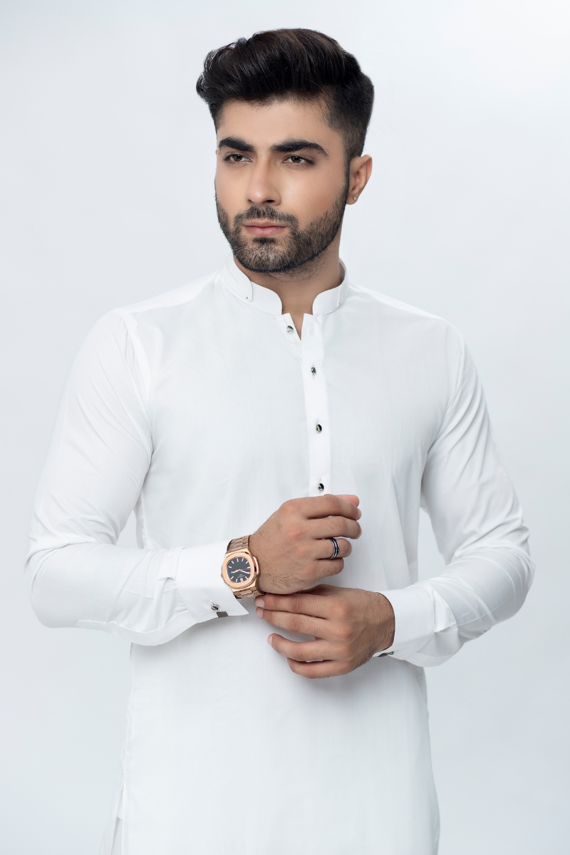 White Cotton Shalwar Kameez (2-Piece) - Image 2