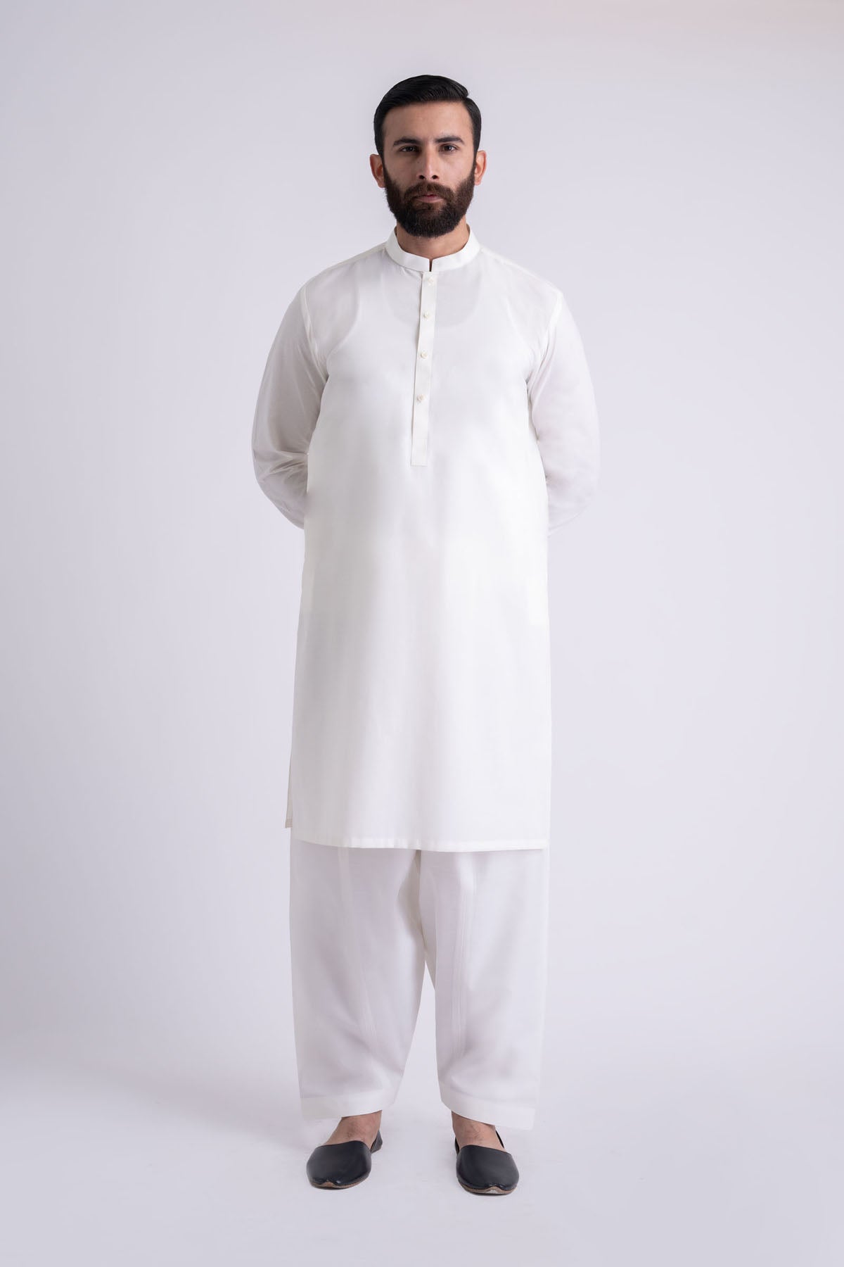 White Crystal Karandi Shalwar Kameez (2-Piece) - Image 2