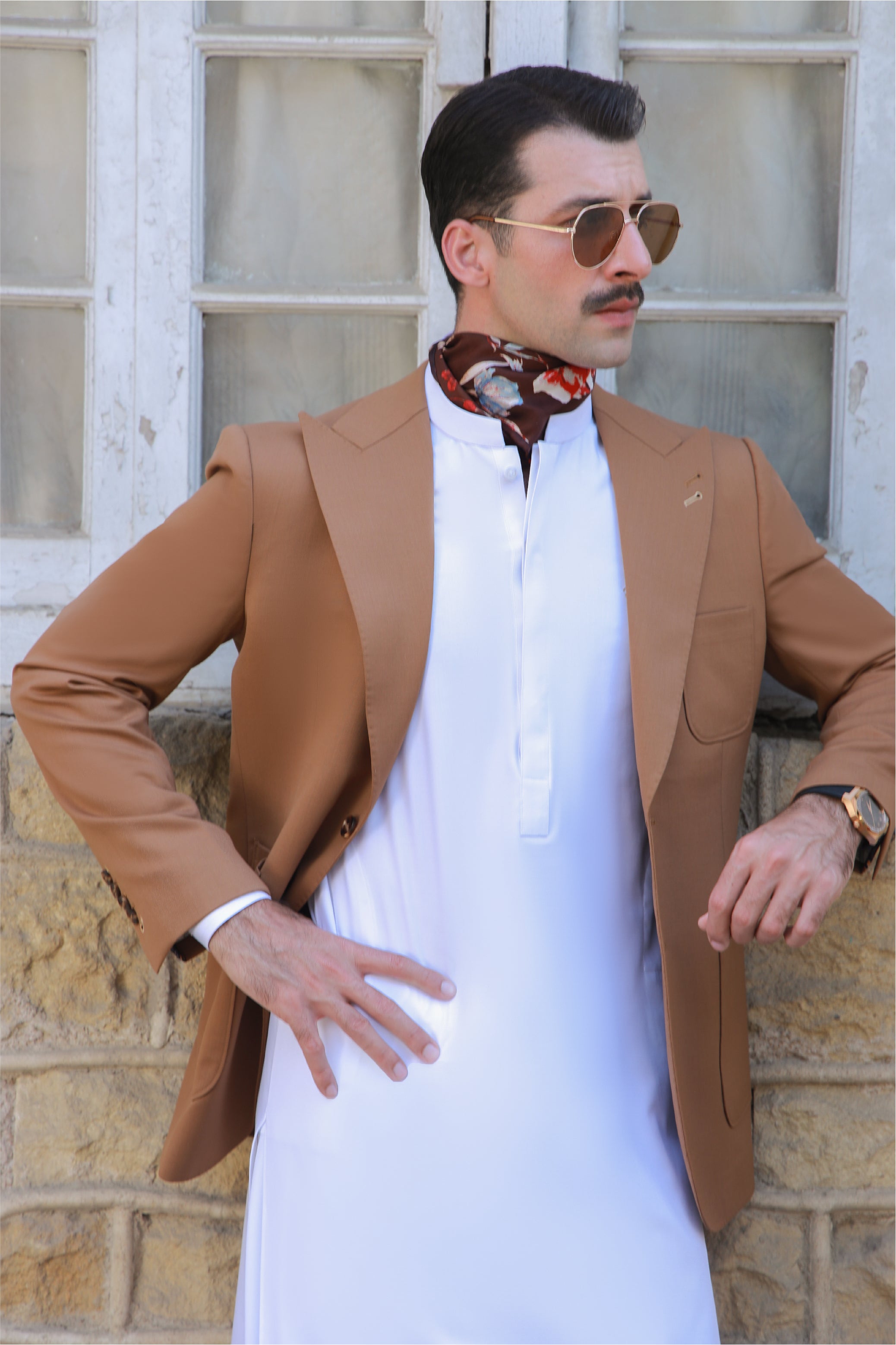 White Minimal Embroidered Egyptian Cotton Shalwar Kameez (2-Piece) - Image 5