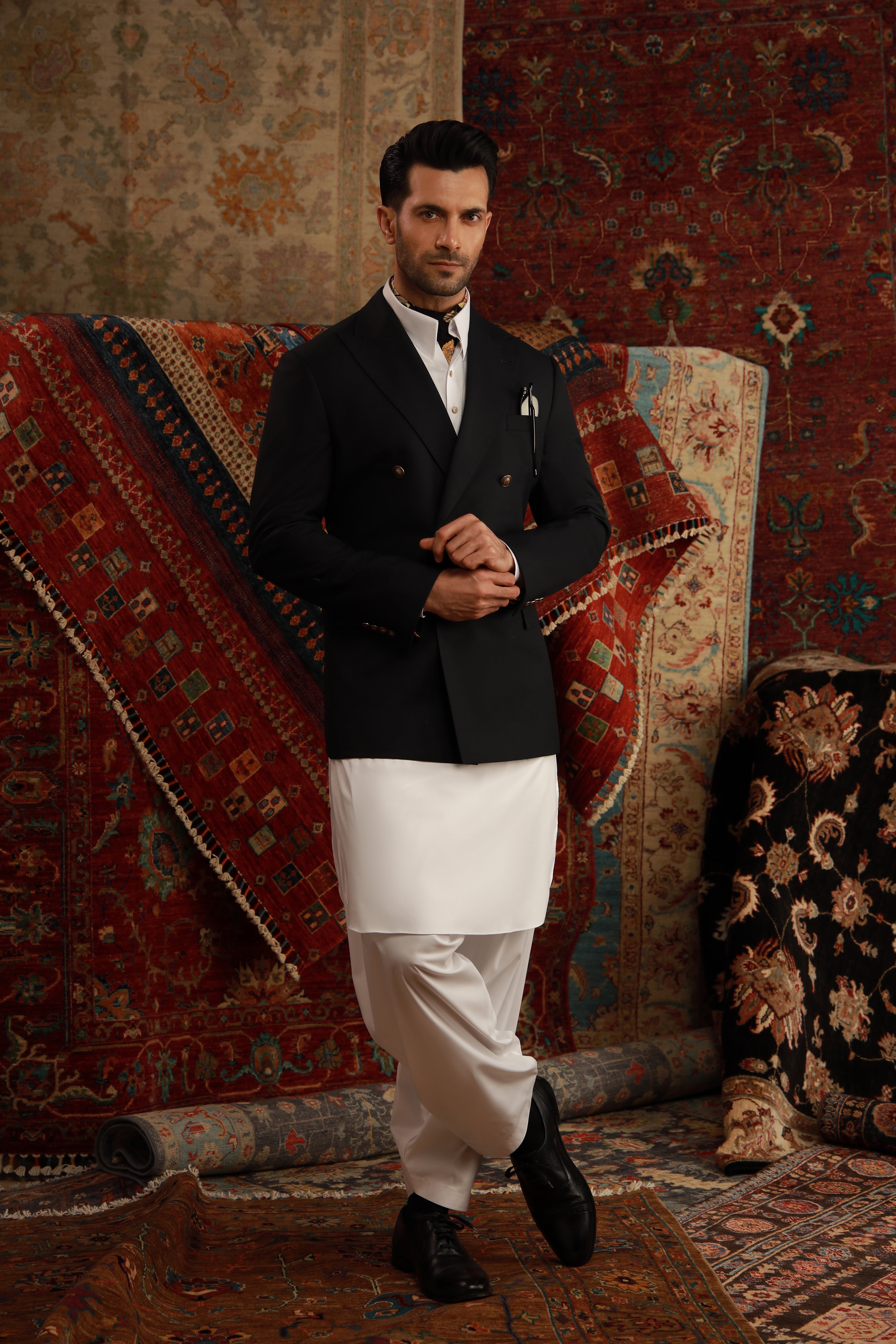 White Embroidered Egyptian Cotton Shalwar Kameez (2-Piece) - Image 6