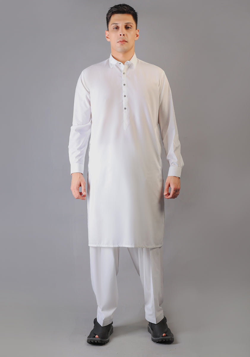 Snow White Poly Viscose Shalwar Kameez (2-Piece) - Image 1