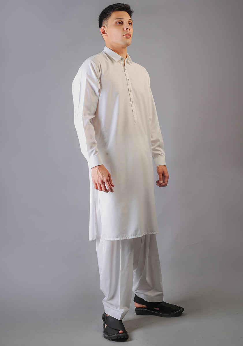 Snow White Poly Viscose Shalwar Kameez (2-Piece) - Image 3