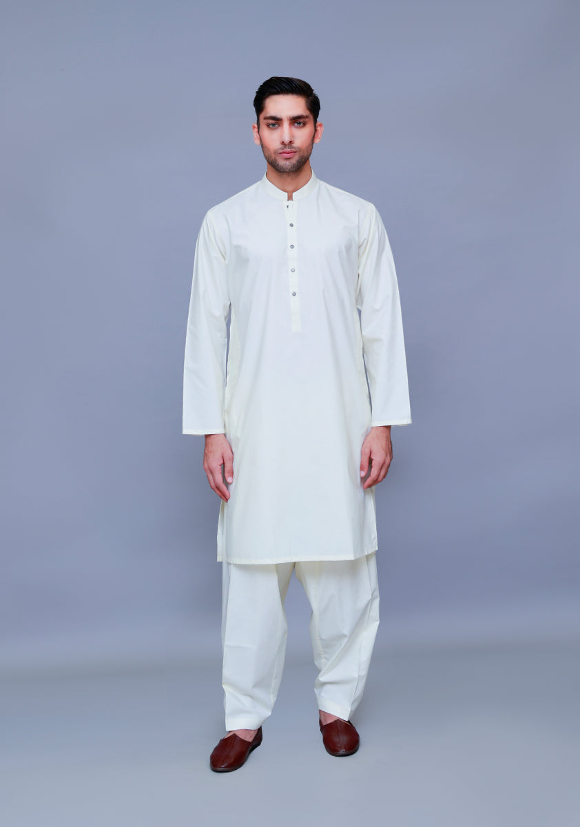 White Poly Viscose Classic Fit Shalwar Kameez (2-Piece) - Image 4