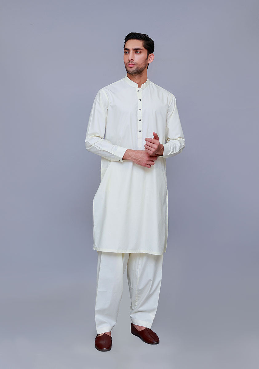Pristine White Poly Viscose Shalwar Kameez (2-Piece) - Image 1