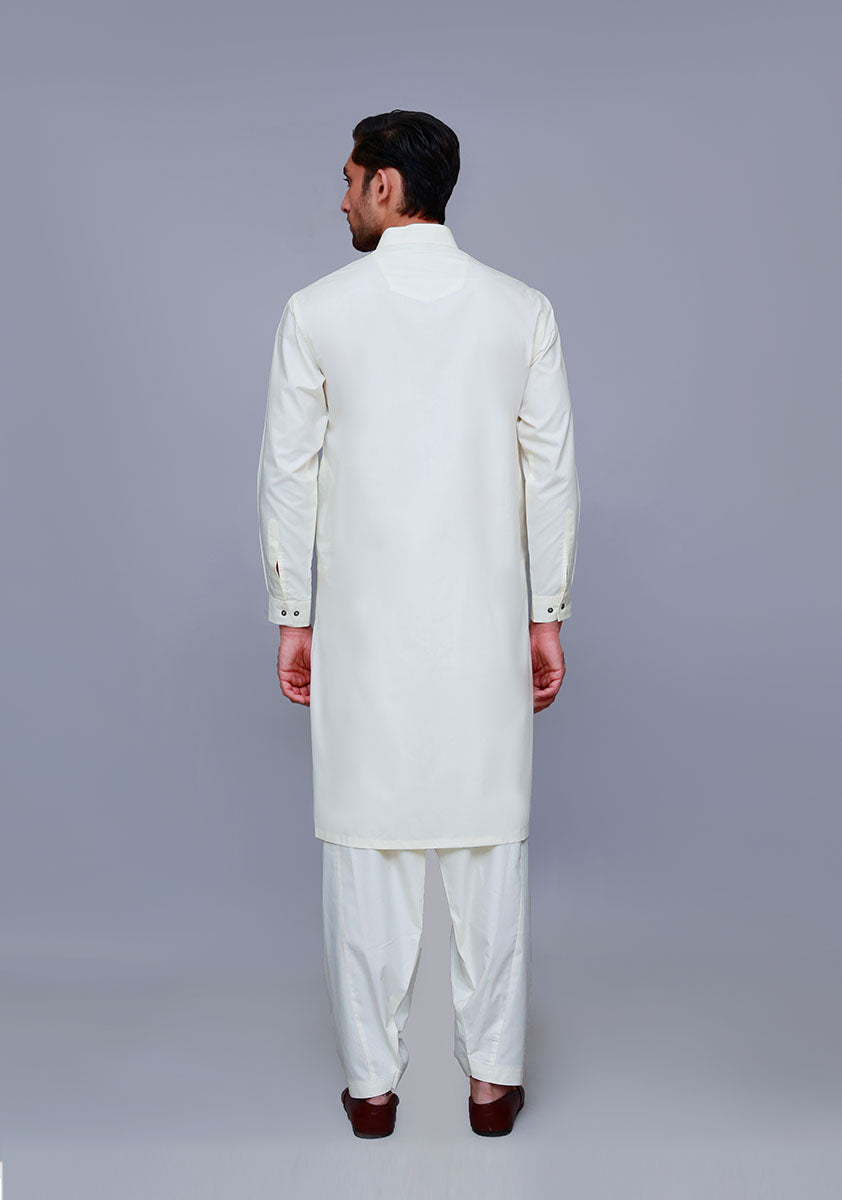 Pristine White Poly Viscose Shalwar Kameez (2-Piece) - Image 2