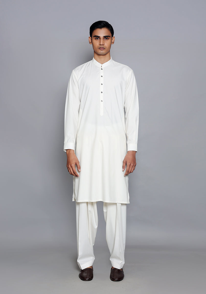 Snow White Poly Viscose Slim Fit Shalwar Kameez (2-Piece) - Image 2