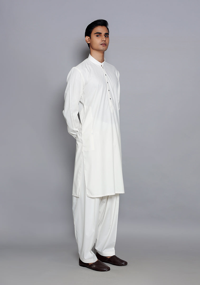 Snow White Poly Viscose Slim Fit Shalwar Kameez (2-Piece) - Image 3