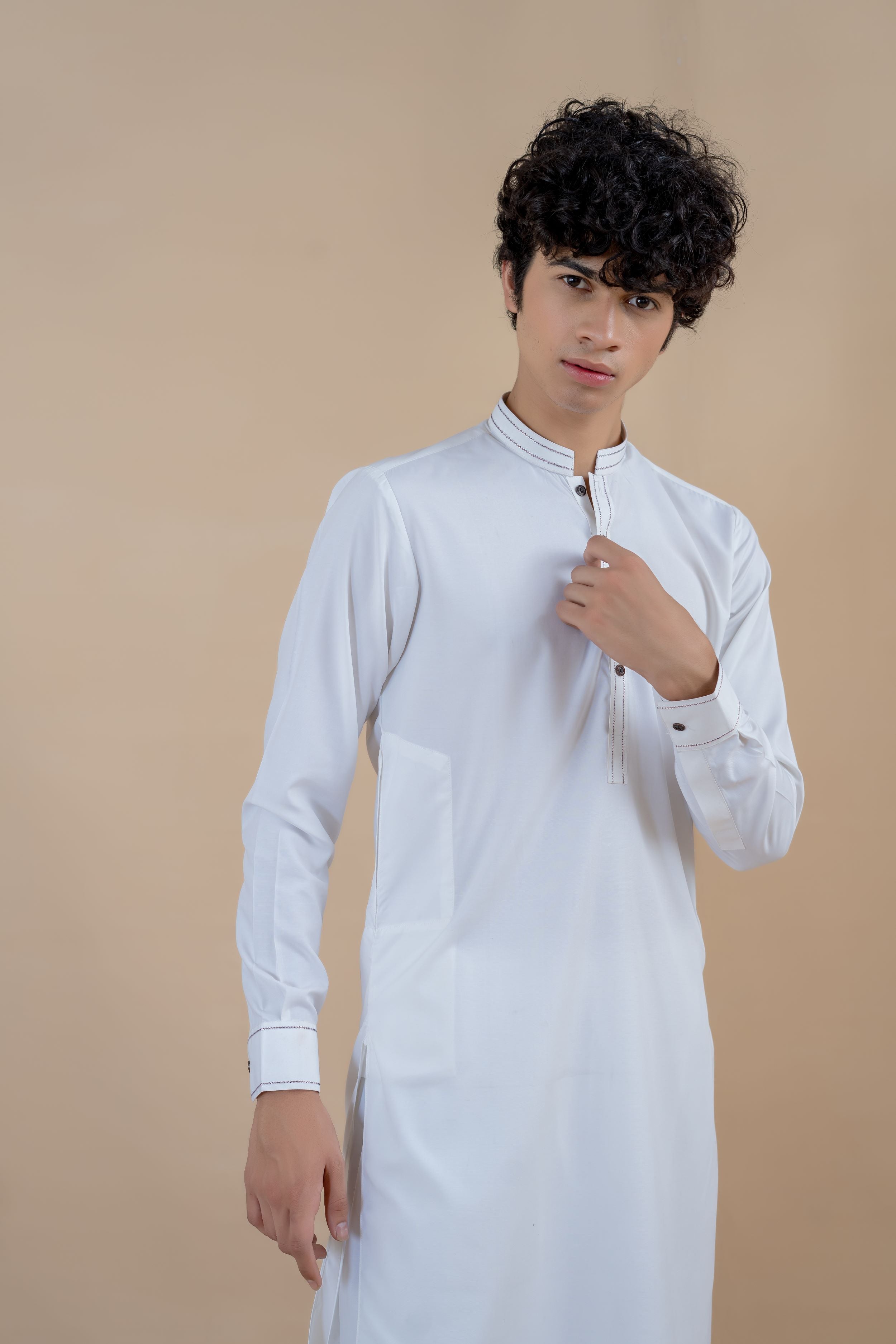 White Wash & Wear Shalwar Kameez (2-Piece) - Image 5