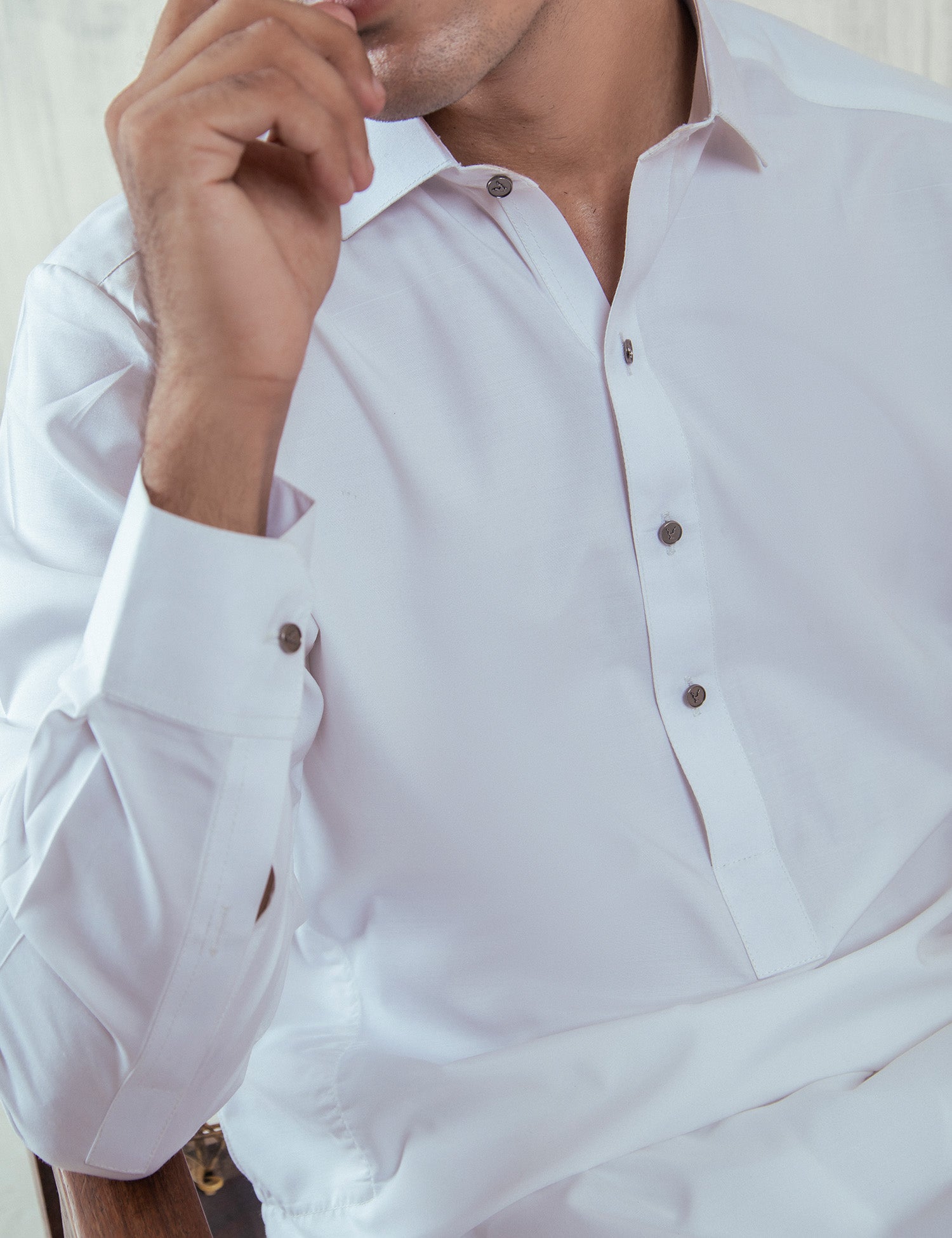 White Wash & Wear Shalwar Kameez (2-Piece) - Image 4