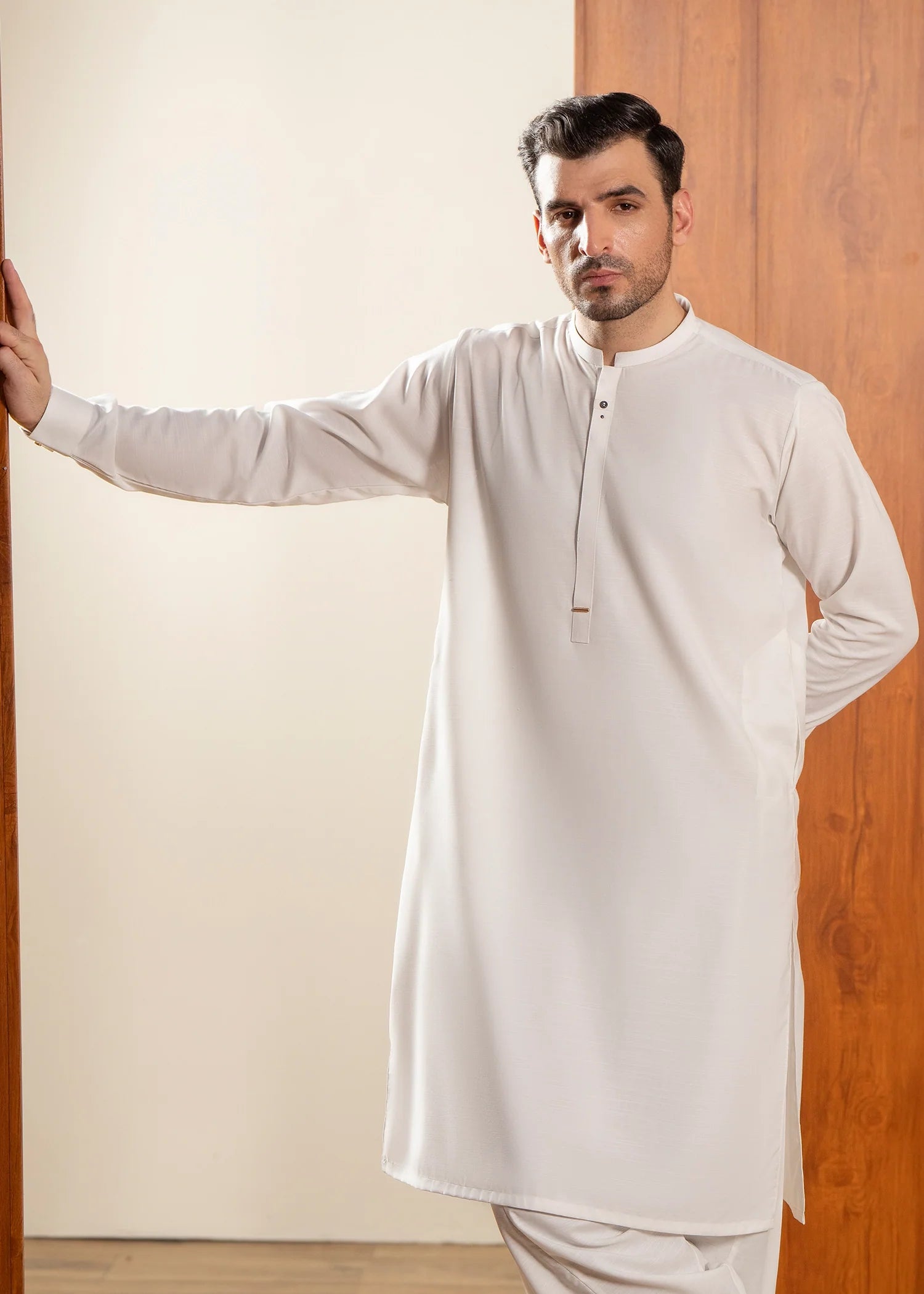 White Wash & Wear Shalwar Kameez (2-Piece) - Image 5