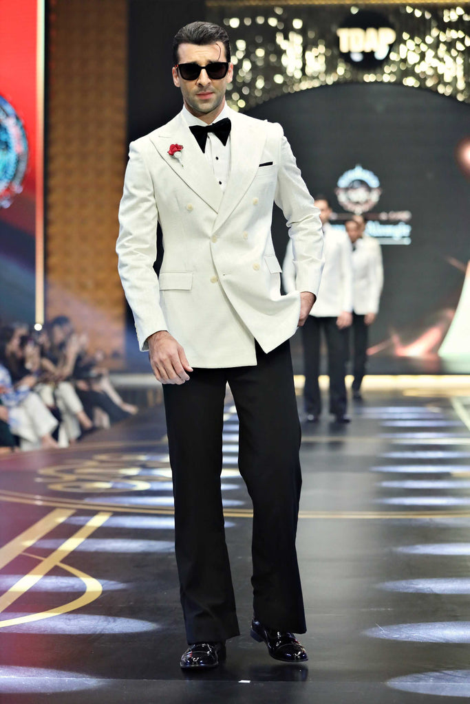 White Double-Breasted Wool Tuxedo (2-Piece) - Image 1