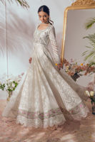 White Zardozi Chikankari Cotton Net Pishwas (3-Piece) - Image 3