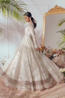 White Zardozi Chikankari Cotton Net Pishwas (3-Piece) - Image 4