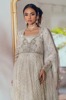 White Zardozi Chikankari Cotton Net Pishwas (3-Piece) - Image 6