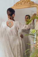 White Zardozi Chikankari Cotton Net Pishwas (3-Piece) - Image 7