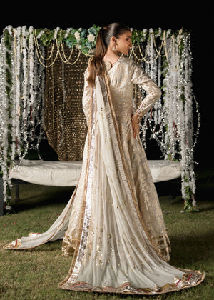Pakistani White & Gold Embroidered Lurex Pishwas (2-Piece) - Image 8