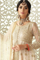 Pakistani Dew White Gota Embroidered Net Pishwas (3-Piece) - Image 4