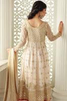 Pakistani Dew White Gota Embroidered Net Pishwas (3-Piece) - Image 5