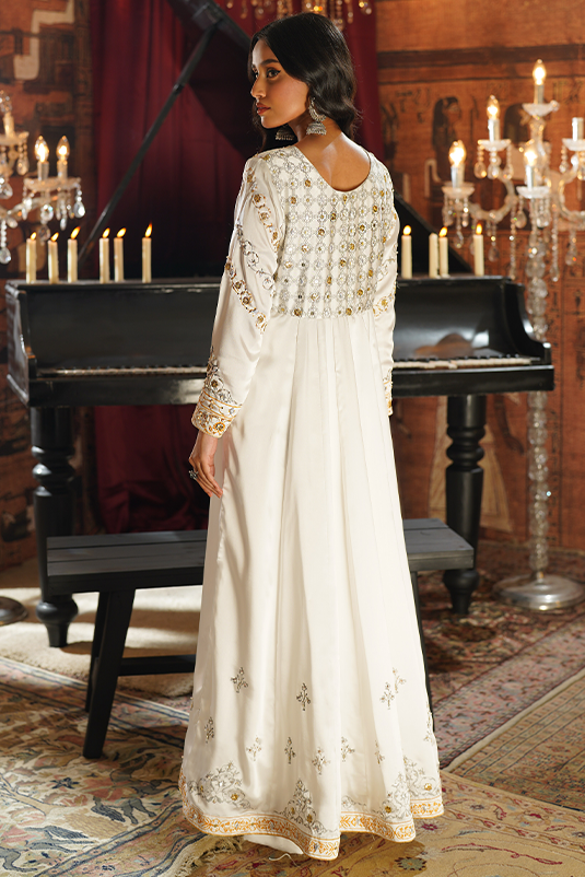 White Zardozi Shamoz Silk Pishwas (3-Piece) - Image 8