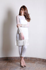 Pakistani White Cutwork Pure Chiffon Two-Piece (2-Piece) - Image 3
