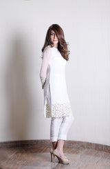 Pakistani White Cutwork Pure Chiffon Two-Piece (2-Piece) - Image 4