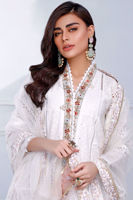 White Chikan Embroidered 3-Piece Salwar Kameez - Image 8