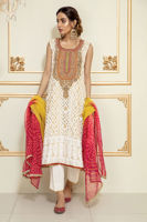 Pakistani White Dabka & Mukesh Chikan Kari Salwar Kameez (3-Piece) - Image 2